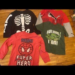 Fun 4T shirt lot. 3 long sleeve 1 short sleeve.
